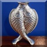 S05. Christofle fish-shaped silverplate vase. 